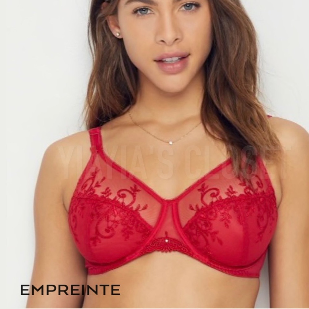 Empreinte 36D Apolline 07158 Embroidered Underwire Full Cup Bra in Fever